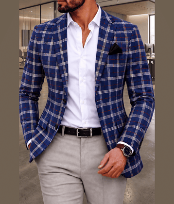 KUNDAN SULZ GWALIOR Navy Blue Woollen Men's Unstitched Blazer Piece ( Pack of 1 )