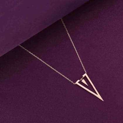 Sterling Rose Gold Statement Triangle Necklace-None / Rose Gold