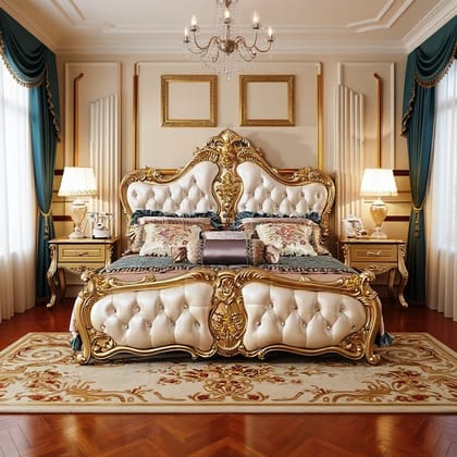 Royal King Bed with Side Tables 