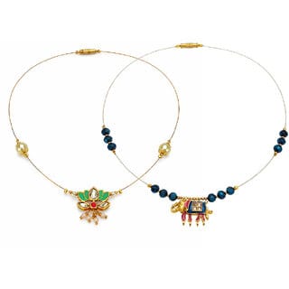 Invisible Chain 1 Layer, Navy Blue and Bright Green Colour, 2 Qty