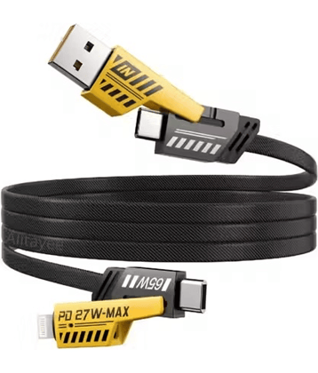High-Speed 65W PD 27W Max Fast Charging USB to Lightning Cable – 1.2 Meter Braided Nylon iPhones Charging Cable with Metal Connectors, Fast Data Sync & Quick Charge Support for iOS Devices