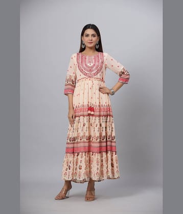 Juniper Women Georgette Printed Ethnic Dress ( Black )