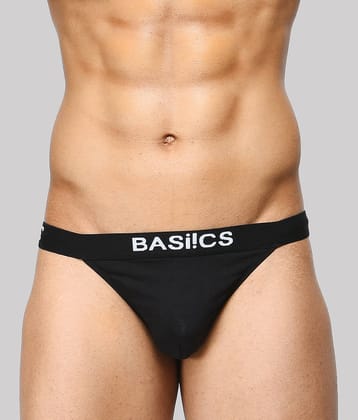 BASIICS By La Intimo Pack of 1 Spandex Thongs For Men's ( Black )