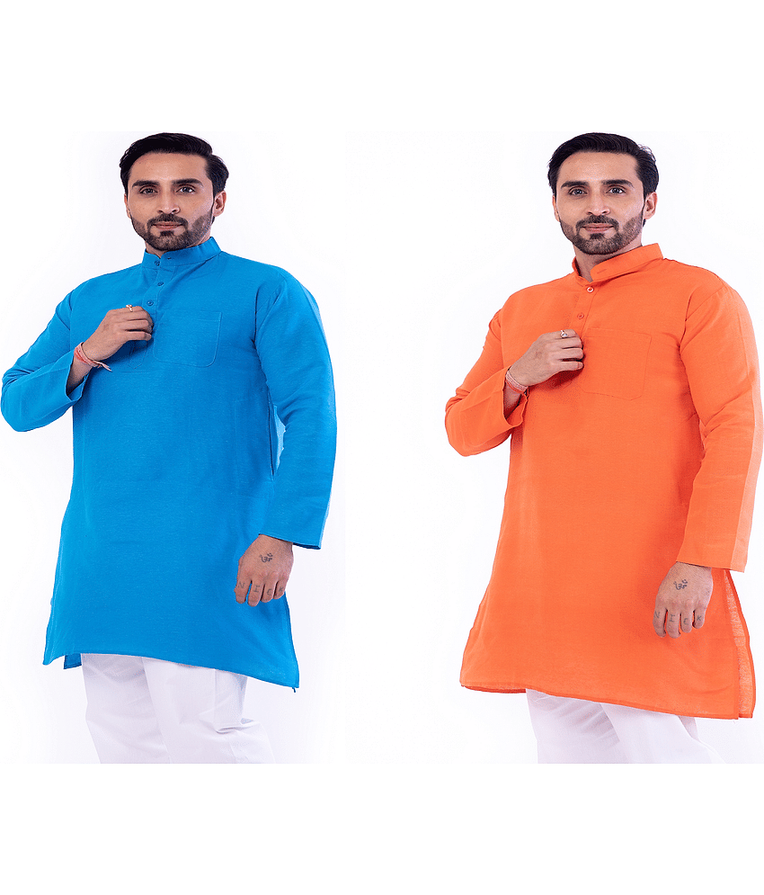 DESHBANDHU DBK Multi Cotton Kurta Pack of 2