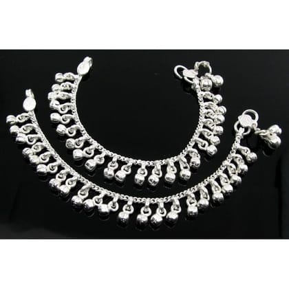 Jingle Bells Solid Real Solid Silver Anklets Ankle chain Bracelet Kids Children's