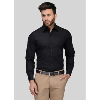 Baleshwar Men Black Solid Formal Shirt (Pack of 1 )