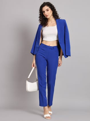 Regular Fit Mid Waist Trouser - Ink Blue-S