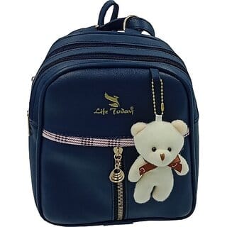 Small Backpack Girls Stylish Bag Vegan Leather Bags 3 L Backpack (Blue)