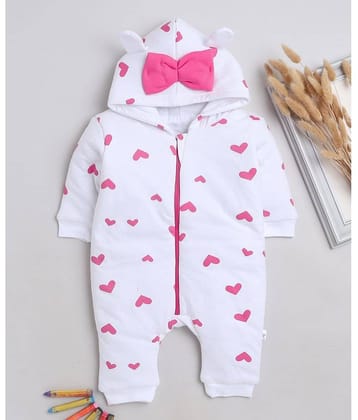 BUMZEE - White Cotton Rompers For Baby Girl ( Pack of 1 )