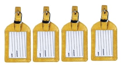 Sukeshcraft Luggage Tags Suitcase Tag Travel Bag Labels 4 Pcs. (2Ton Yellow)