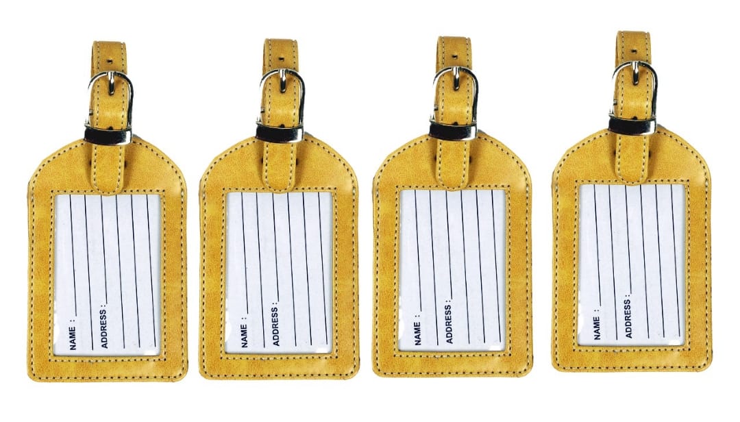Sukeshcraft Luggage Tags Suitcase Tag Travel Bag Labels 4 Pcs. (2Ton Yellow)