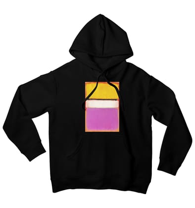 White Center (Yellow, Pink and Lavender on Rose) Art Hoodie-40 - S / Black