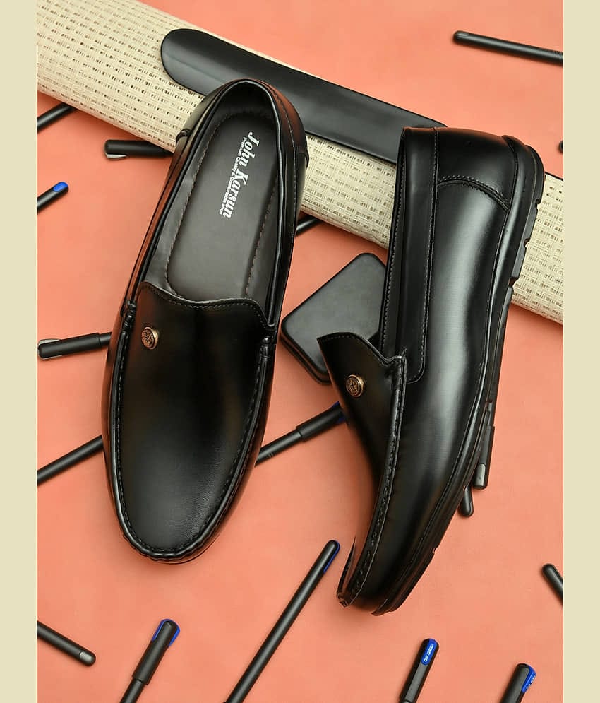 John Karsun Black Men's Slip On Formal Shoes