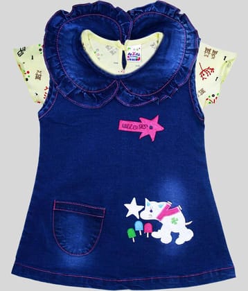 Me N My CLOSET Baby Girls Denim Frocks ( Multi )
