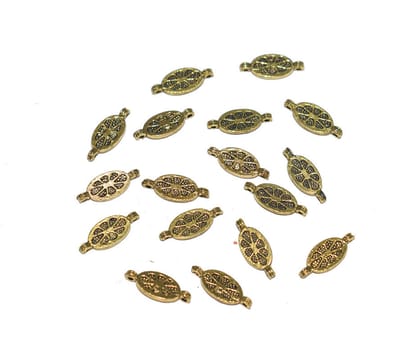 Antique Gold 2 Hole Connector for Jewellery Making and Embroidery Work. CTR-012-Per Packet of 39 Pair / 17X7 MM