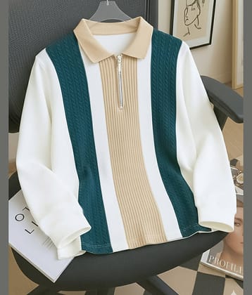 ENITOR Men Cotton Blend Regular Fit Striped Polo T Shirt ( Brown )