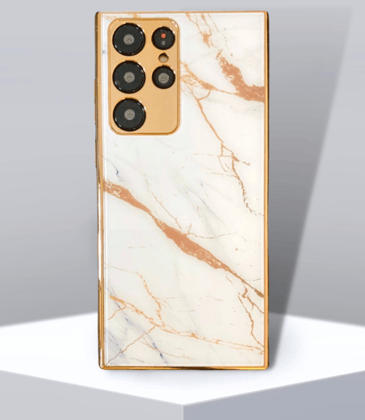 Gold Electroplated Marble Pattern Luxury Cover-Samsung Galaxy S22 Ultra