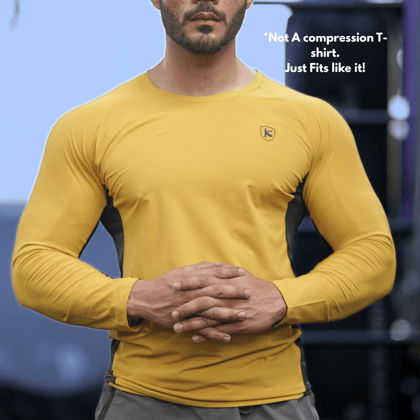GlideArmour Muscle Fit Full Sleeve T-shirt Yellow-Medium