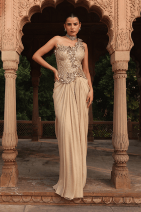 Golden tulip drape saree-XS