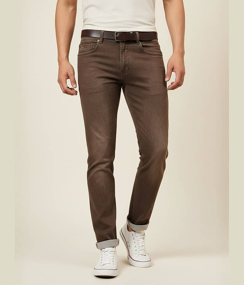 plounge Regular Fit Clean Look Men's Jeans ( Coffee )