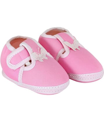 Neska Moda Baby Unisex Butterfly Baby Pink Booties/Shoes For 0 To 12 Months Infants-BT4