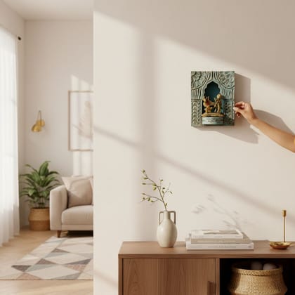 Distressed Wooden Jharokha Mirror | Sculpture Decor