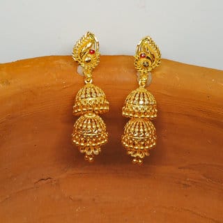 Traditional 1gm gold and micron plated  jhumkis