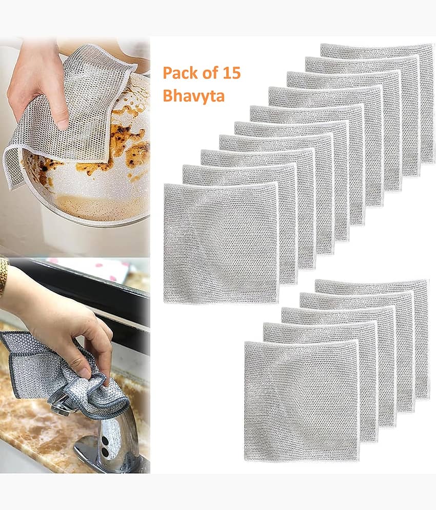 Bhavyta Wire Dishwashing Rags for Wet and Dry Dishwash Bar Wire Dishwashing Rags for Wet and Dry 150 g Pack of 15