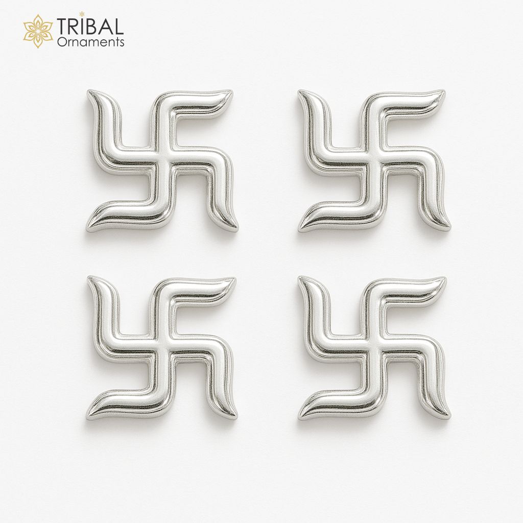 925 sterling silver swastika diwali pooja set su1325-swastik 2 pcs