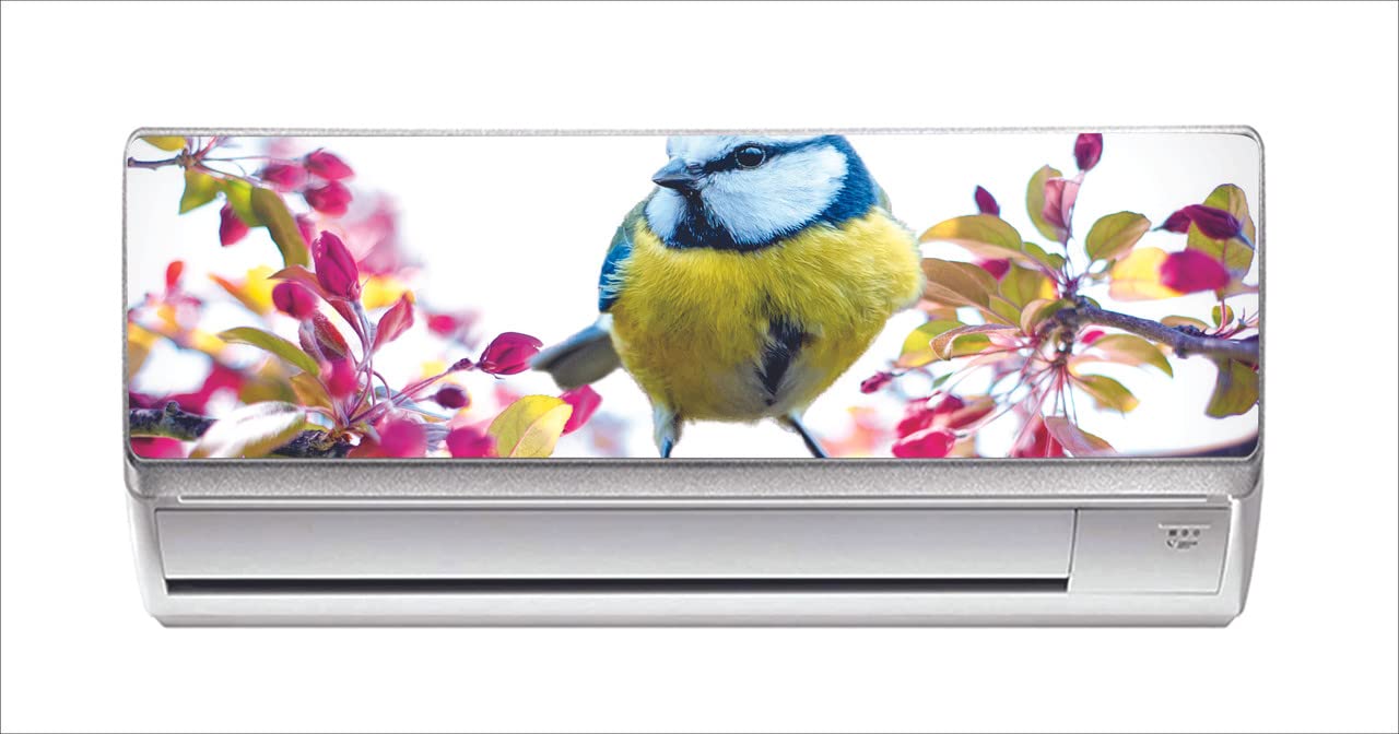 DreamKraft Decorative 3D Bird Sitting on Tree Branch AC Sticker (Multicolor PVC Vinyl, 30cm X 91cm)