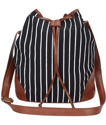 Lychee Bags Sling Bag Canvas Set of 1 ( Black )