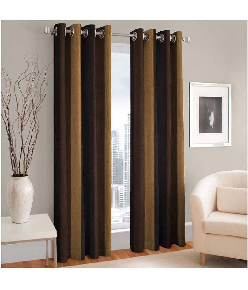 Phyto Home Blackout Eyelet Door Curtain 7 ft Pack of 2 -Brown