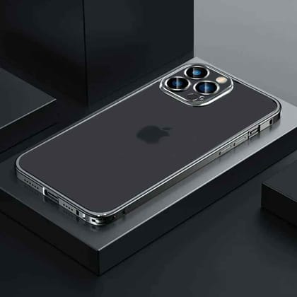 iPhone 14 Series Slim Metal Lock case with Camera Lens Protector-iPhone 14 Pro Max / Black