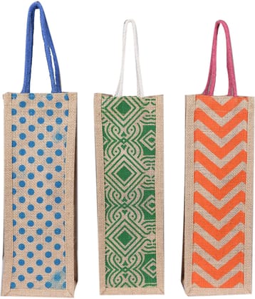 SUNESH CREATION Multicolor Jute Lunch Bag Pack of 3