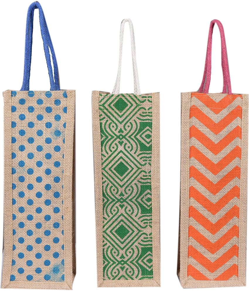 SUNESH CREATION Multicolor Jute Lunch Bag Pack of 3