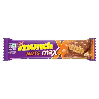 Nestl Munch Max Nuts | Double Choco Coated Wafer Bar With Crunchy Nuts | 37.5g, Pack