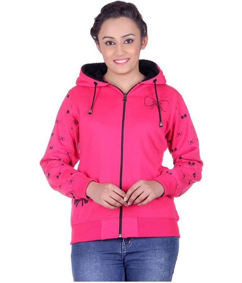 Goodluck Cotton - Fleece Pink Hooded Sweatshirt