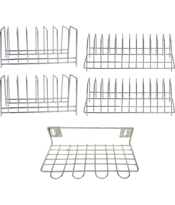 JISUN - Silver Stainless Steel Storage Racks ( Pack of 5 )