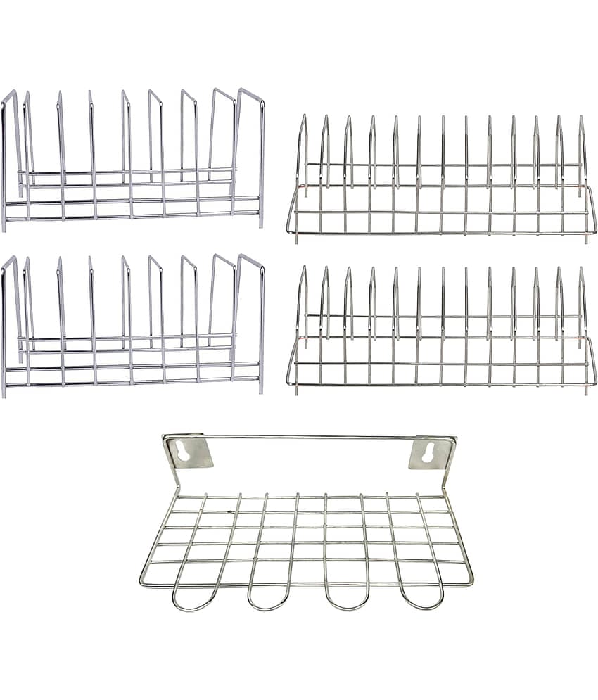 JISUN - Silver Stainless Steel Storage Racks ( Pack of 5 )