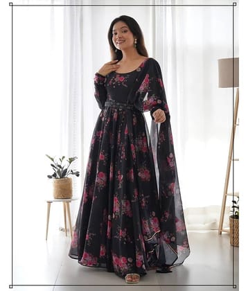 Femvy Purple Anarkali Cotton Blend Women's Stitched Ethnic Gown ( Pack of 1 )