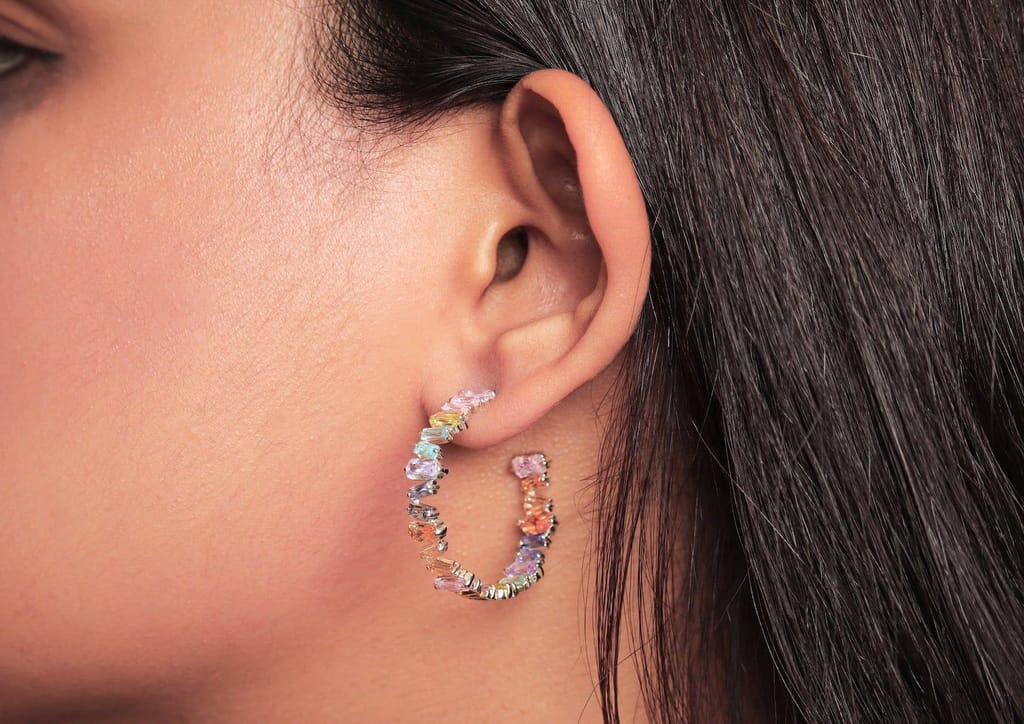 Asymmetrical Hoop Earrings - Multicolour