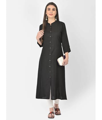 Pistaa - Black Cotton Blend Women's Front Slit Kurti ( Pack of 1 )