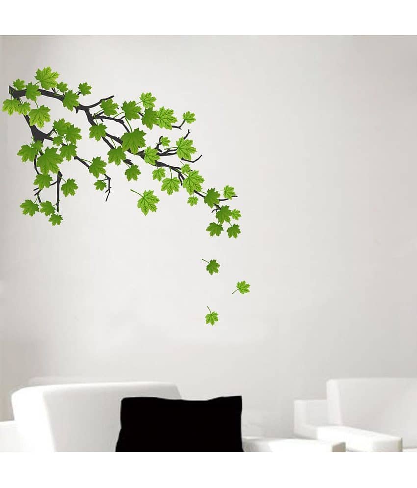 Decor Villa Green Flowers Vinyl Wall Stickers