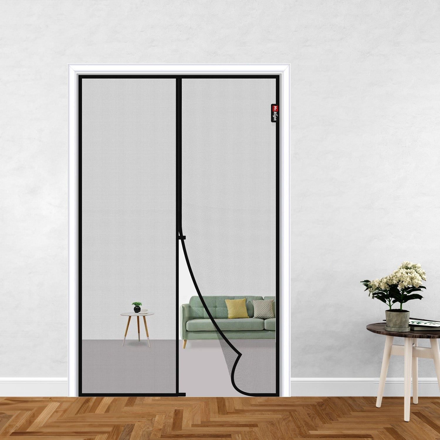 Mosquito Net for Doors, Pre-stitched Net with Magnetic Auto-close-Black / 195x100