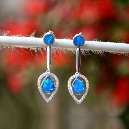 Tishnagi Blue Opal Sterling Silver Dangler For Mom