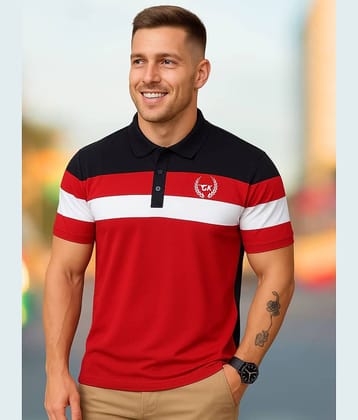 Garimaknitwear Men Cotton Blend Regular Fit Colorblock Polo T Shirt ( Multicolor )