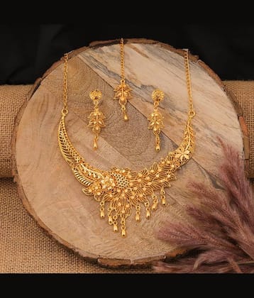 MGSV Gold Brass Necklace Set ( Pack of 1 )