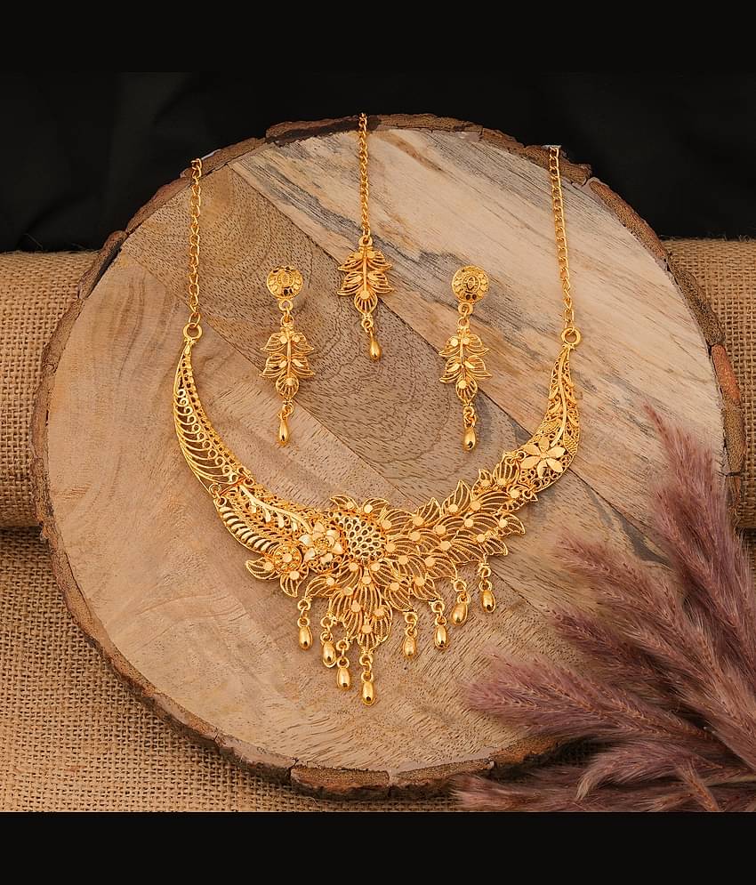 MGSV Gold Brass Necklace Set ( Pack of 1 )