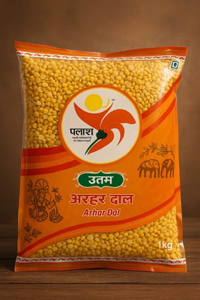 Palash Uttam Arhar Dal 100 Percent Natural Tuar Dal Split Pigeon Pea Protein Rich Pulses Hygienically Packed Premium Quality 1 Kg