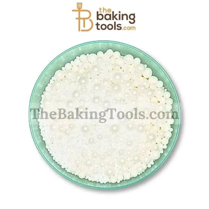 Decorative White Pearl Balls - Mix-100 gram